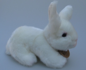 Malý bílý plyšový králík 16 cm - 008779