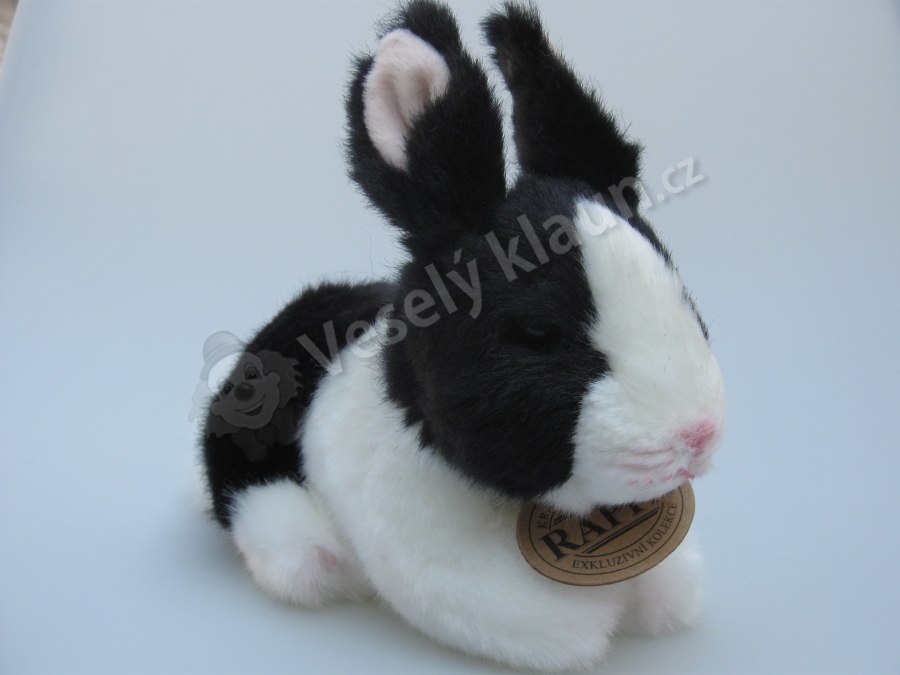 Malý plyšový králík 16 cm - černo-bílý - 008784