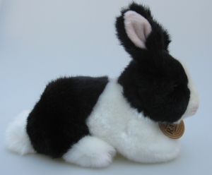 Malý plyšový králík 16 cm - černo-bílý - 008780