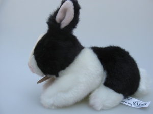 Malý plyšový králík 16 cm - černo-bílý - 008781