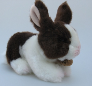 Malý plyšový králík 16 cm - hnědo-bílý - 008786