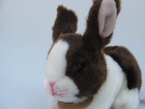 Malý plyšový králík 16 cm - hnědo-bílý - 008788