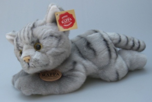 Plyšová kočka 30 cm, šedá, mourovatá - 009076