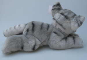 Plyšová kočka 30 cm, šedá, mourovatá - 009078
