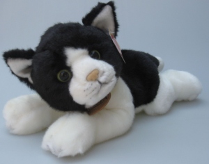 Plyšová kočka 30 cm, černobílá - 009079