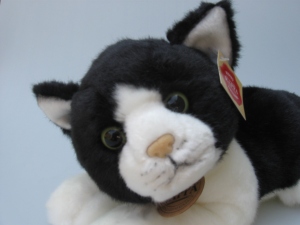 Plyšová kočka 30 cm, černobílá - 009080
