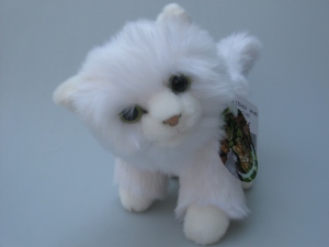 Plyšová kočka bílá stojící - 009099